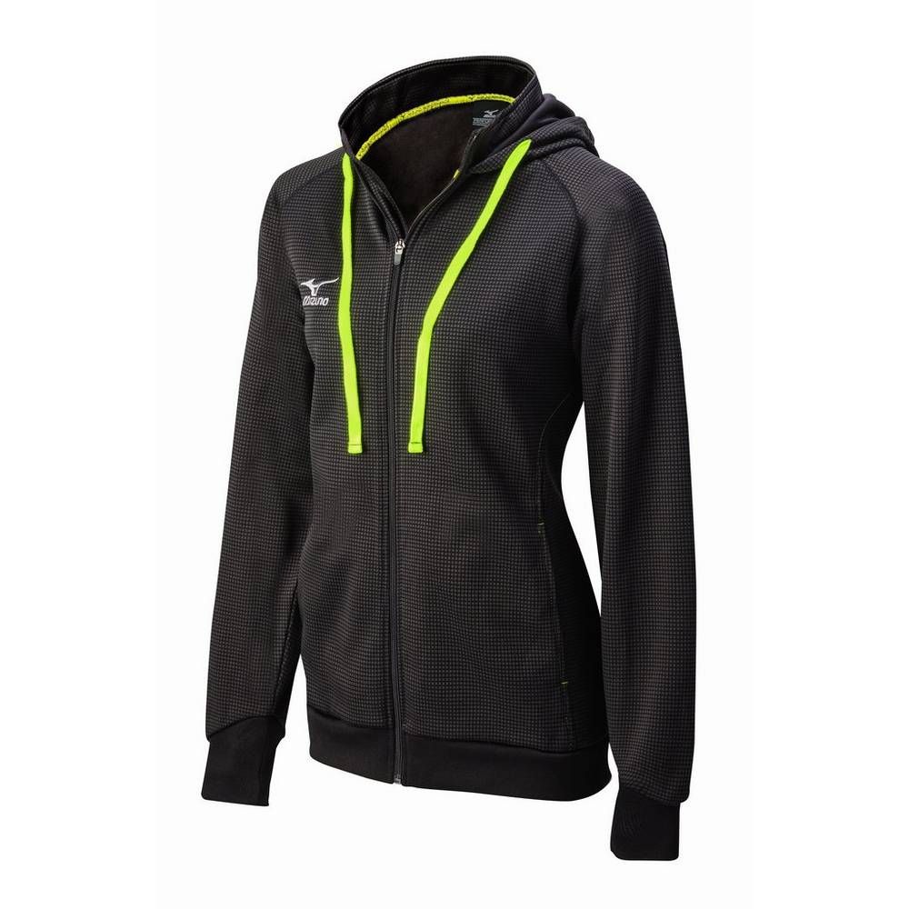 Moletom com capuz Mizuno Pro Full Zip Hoody - Mulher - Pretas/Limão - YOIEG5342